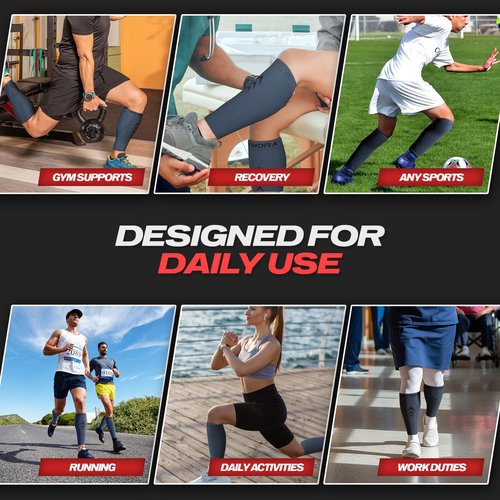 Rymora Calf Compression Sleeves for Men & Women (Ideal for Sports, Running, Shin Splints & More) (One Pair) (Charcoal Gray) (Large) [L]