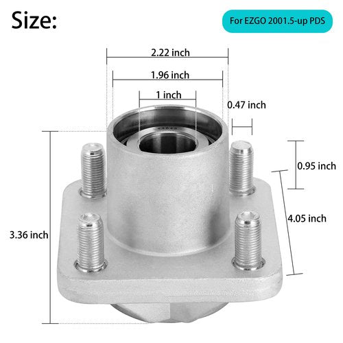 10L0L 2023 Upgraded Wheel Hub Assembly for 2001.5-2013 EZGO TXT, Shuttle, Workhorse, ST Series Gas & Electric Golf Cart, with Bearing Races & Cap, OEM# 70895-G01 70895G01, Set of 2