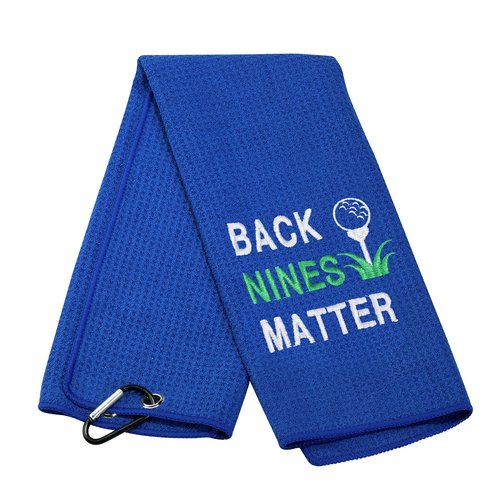 JXGZSO Golf Lover Gift Embroidered Golf Towel Gift Back Nines Matter Golf Towel with Clip (Back Nines Matter T)