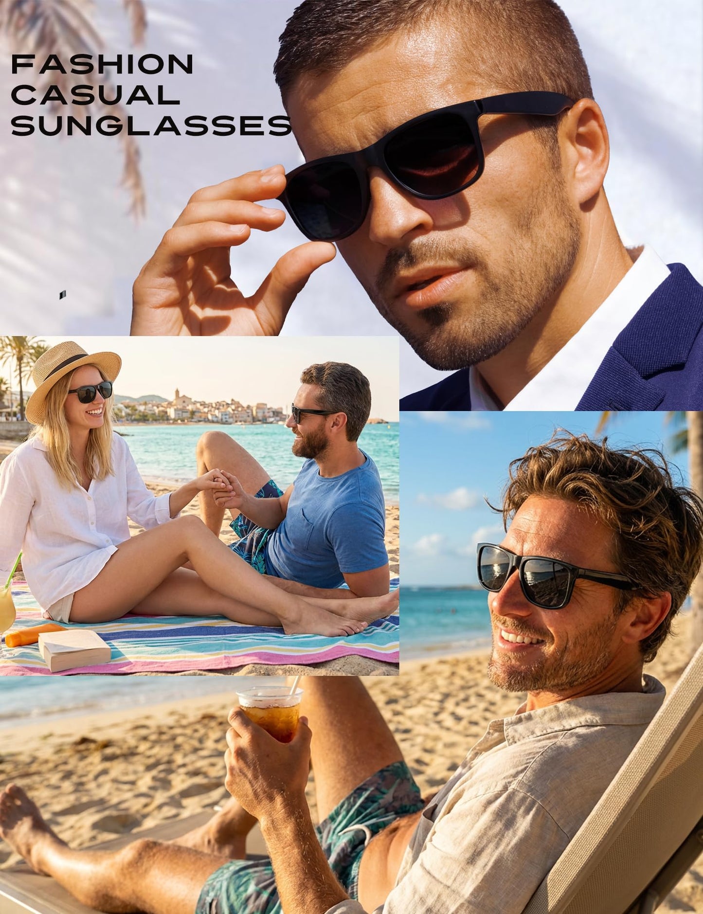 Enouke Polarized Sunglasses for Men & Women，Ultralight UV Protection Sun Glasses for Outdoor Sports Fishing Hiking driving (3PCSB)