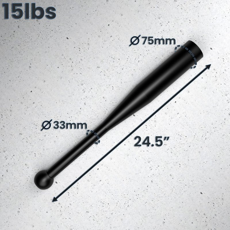 Synergee 15 LB Indian Club - Pair of Power Clubs - Exercise Weight Club Bells - Grip and Forearm Strength Trainer