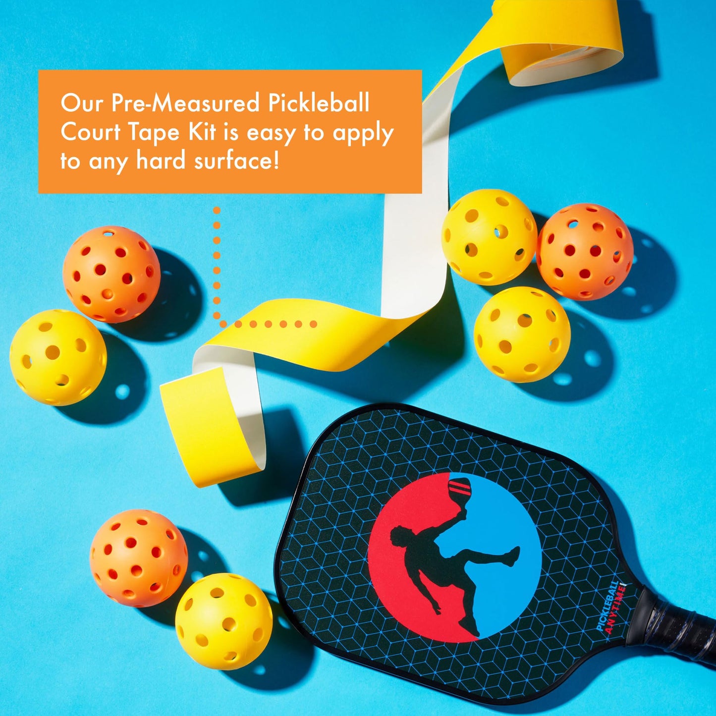 Pickleball Court Marking Kit | Pre-Measured Court Lines for Outdoor/Indoor Portable Pickleball Court | Tape Court Flooring | One Time Use