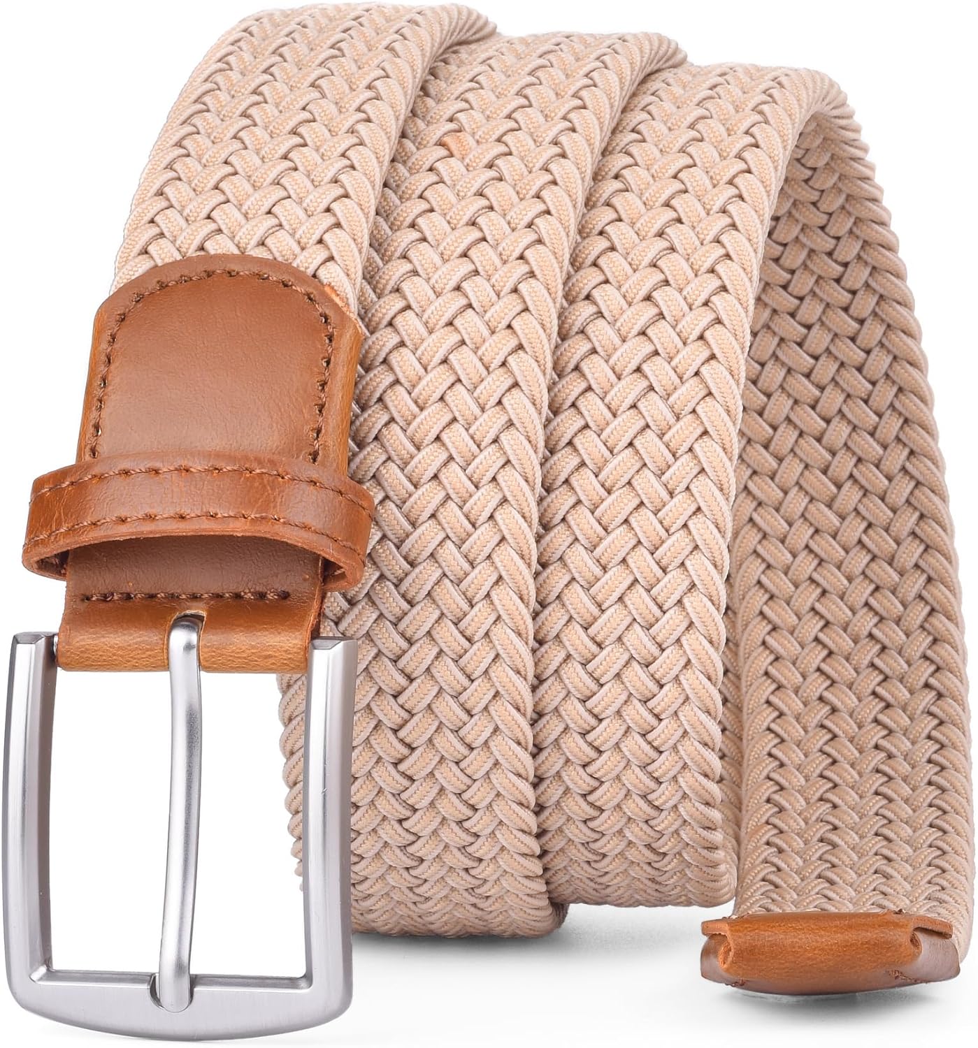 Skiennix Men's Stretch Woven Elastic Braided Belt - 1.3" Wide, Comfortable Fit