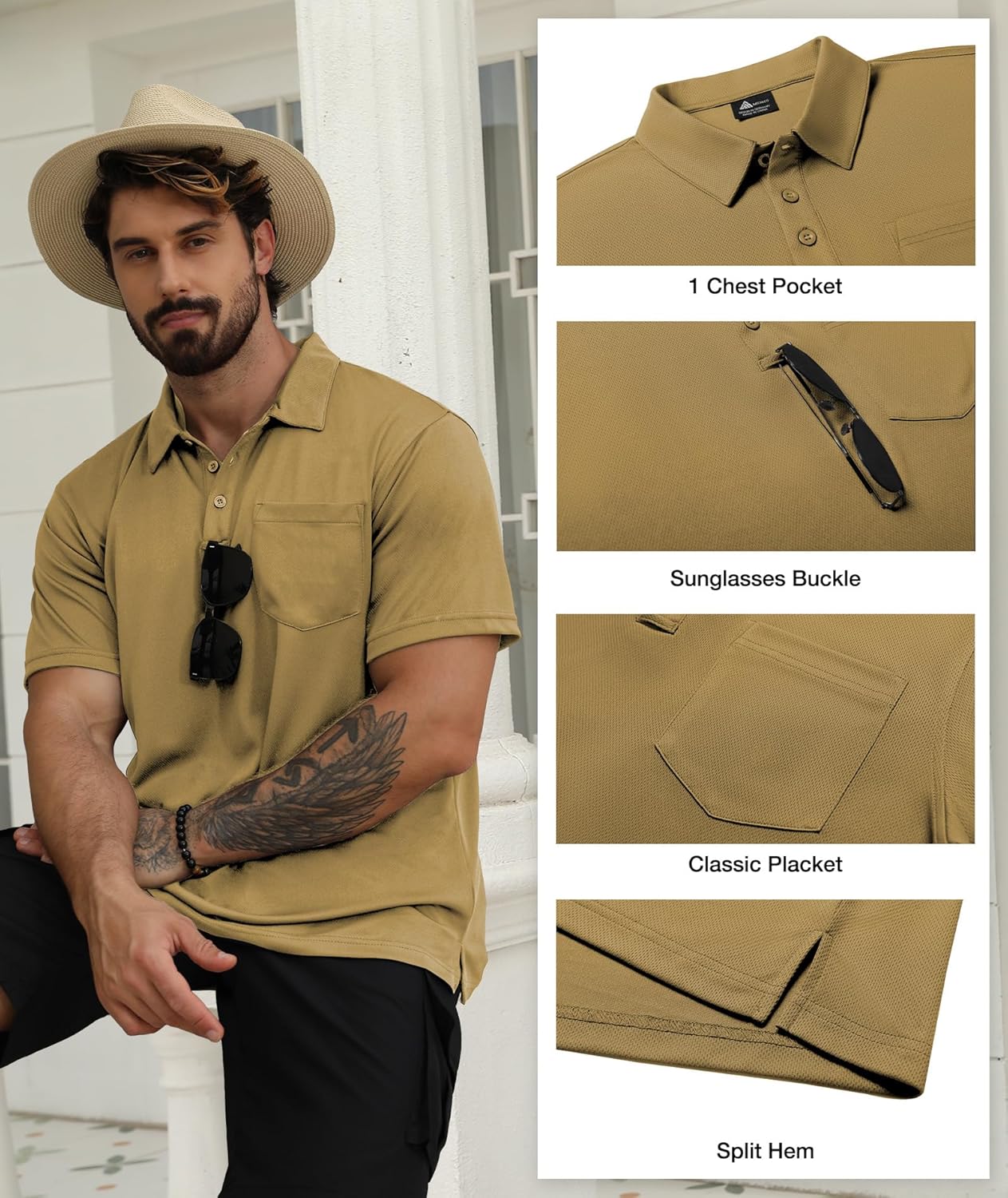 SCODI Men's Pocket Polo Shirts - 5 Pack Short Sleeve Golf T-Shirts | Moisture-Wicking Casual Athletic Wear