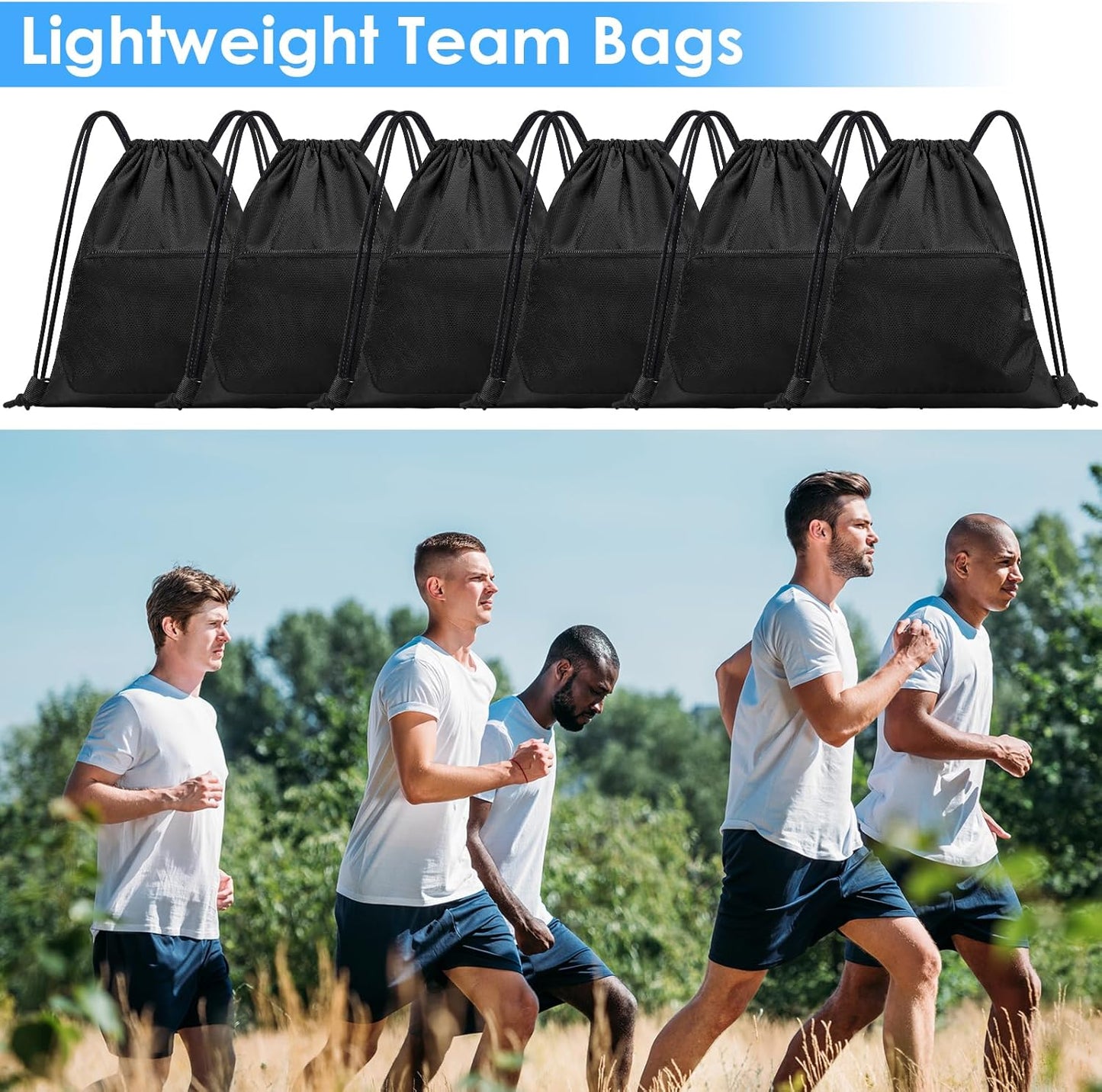 Skiennix Sports Gym Drawstring Backpack - Reusable Cinch Bag for Basketball & Soccer | Durable Design