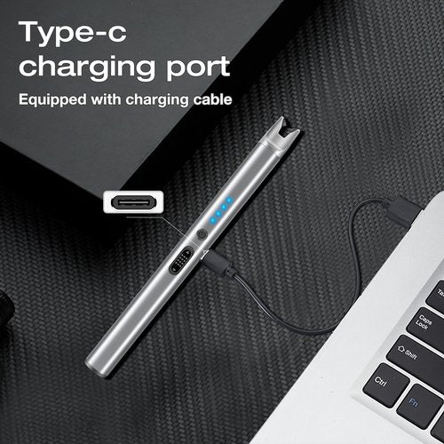 Luxgaze 4 Pack Electric Candle Lighter Rechargeable USB Lighters Flameless Windproof Plasma Arc Lighters with Safety Lock Long Lighter for Candle BBQ Camping Birthday Party