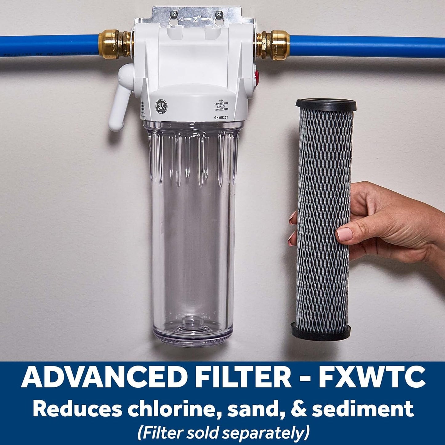 Whole House Water Filtration System - Reduces Sediment & Rust, Installation Kit Included, GXWH20T