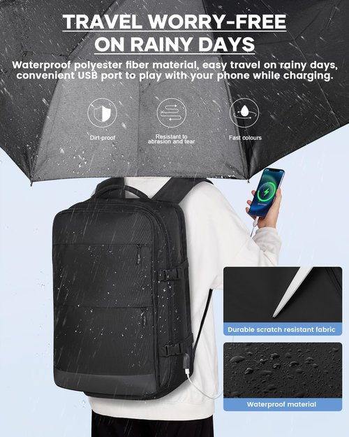 livbote Vacuum Backpack Travel with Pump, Travel Carry On Backpack with Vacuum Compression System, Mochila de viaje compresion al vacio - Black