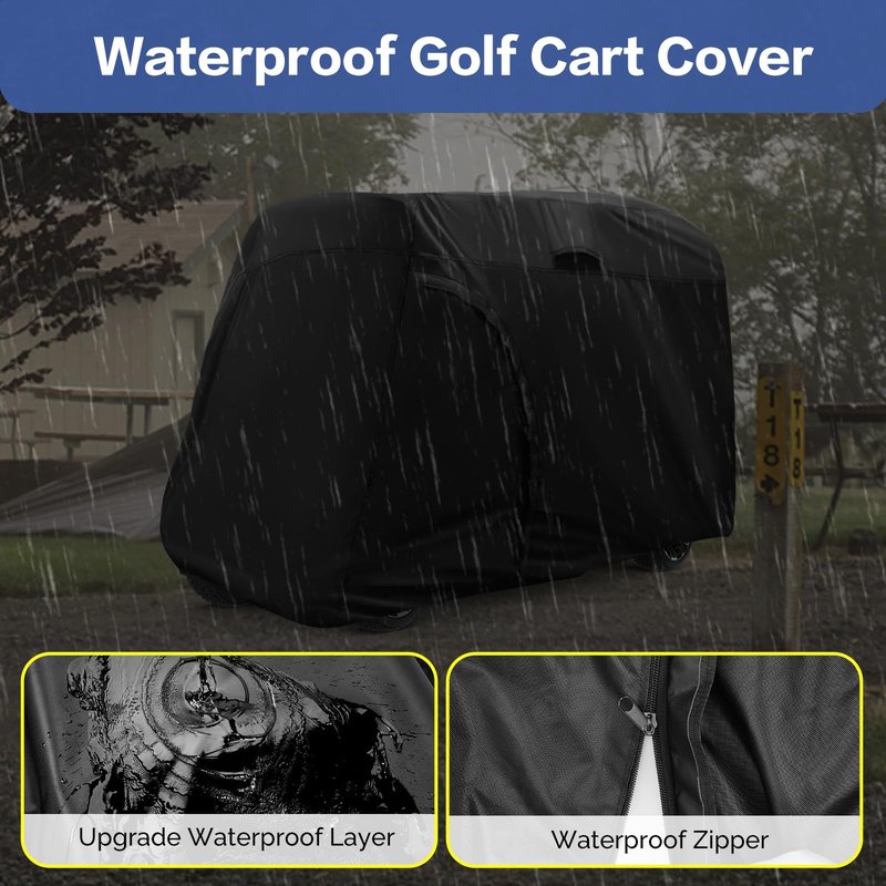 TwoPone Golf Cart Cover,Heavy Duty Waterproof Golf Cart Covers 4/6 Passenger,Golf Cart Accessories Universal for Yamaha,Honda,Club Car,Ezgo Outdoor Storage Protective