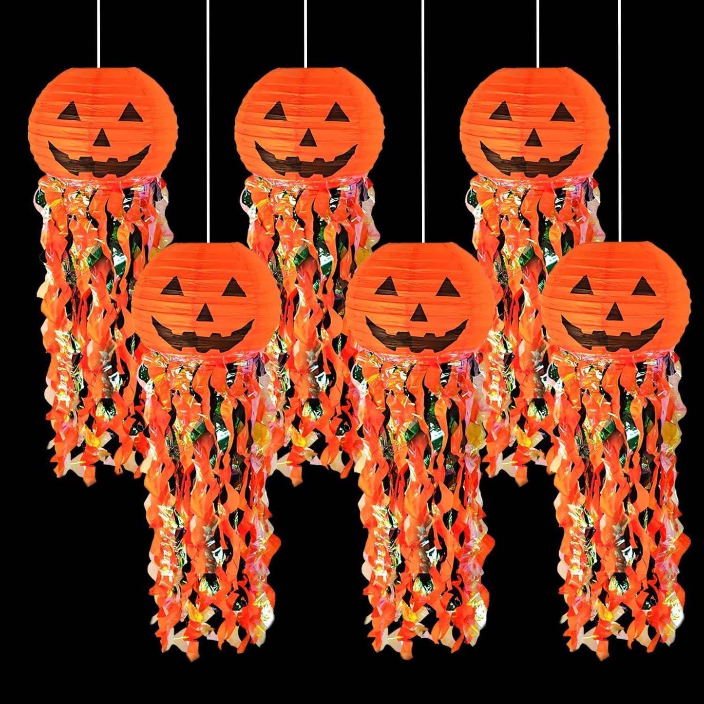 Pumpkin Paper Lanterns, 6 pcs Halloween Party Decorations - Halloween Paper Lanterns - for Outdoor Indoor Halloween Decorations ，Halloween Party Supplies Props