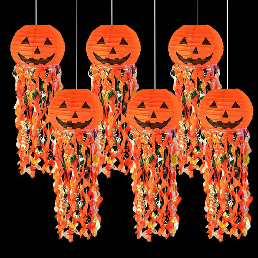 Pumpkin Paper Lanterns, 6 pcs Halloween Party Decorations - Halloween Paper Lanterns - for Outdoor Indoor Halloween Decorations ，Halloween Party Supplies Props