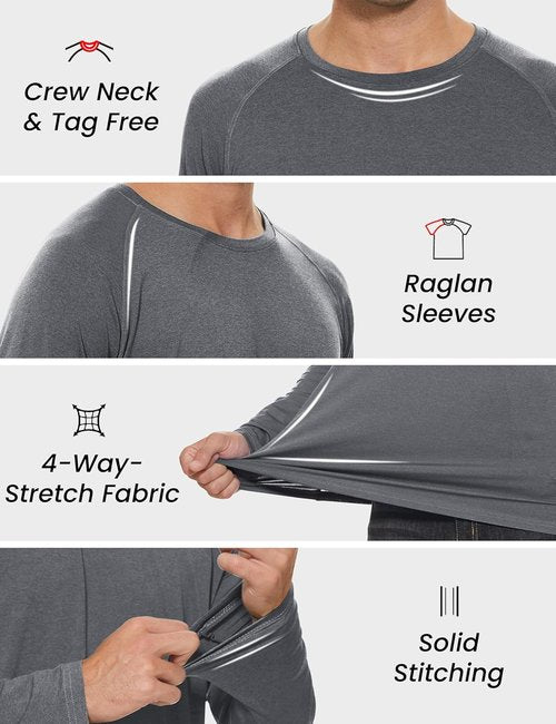 MAGCOMSEN Men's Quick-Dry Long Sleeve Shirt | UPF 50+ Sun Protection Athletic Fishing Tee
