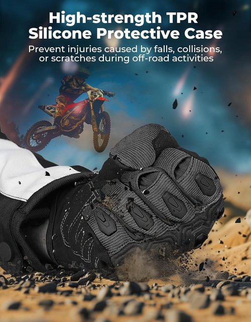 KEMIMOTO Dirt Bike Gloves - Touchscreen Silicone Protection for Men | Ideal for Off-Road & On-Road Riding