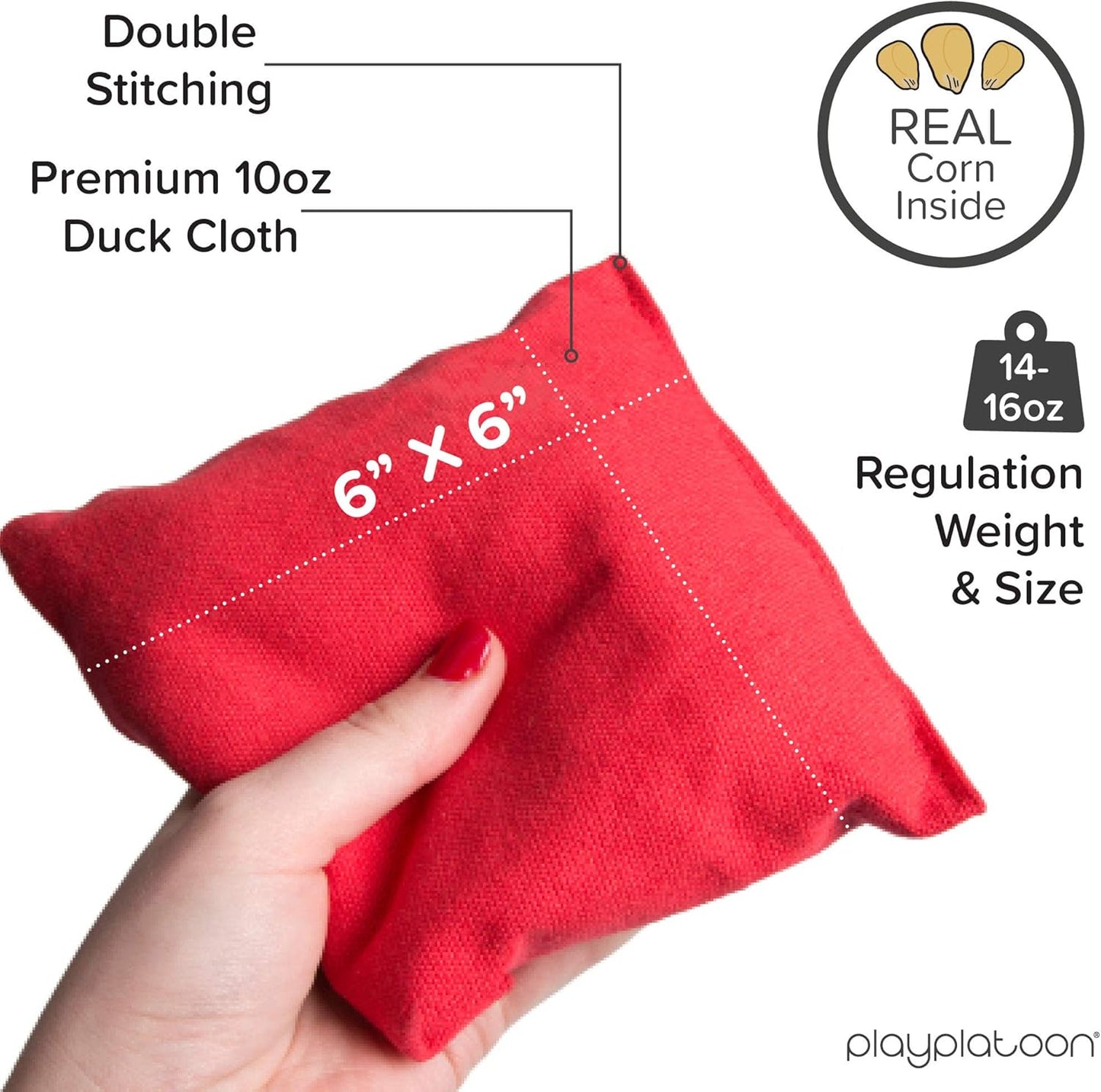 Skiennix Cornhole Bags - Set of 8 Regulation Size Bean Bags - Durable Red & Navy Blue Design