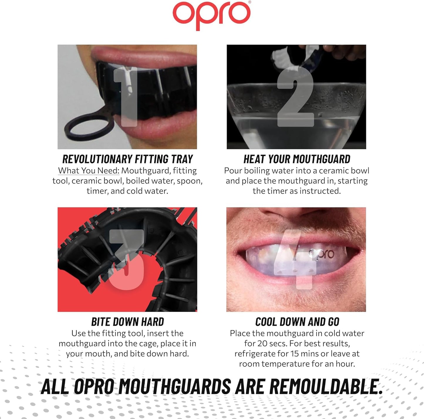 OPRO Silver Level Sports Mouthguard - Revolutionary Fitting Technology for Hockey, MMA, Rugby | Youth, Clear
