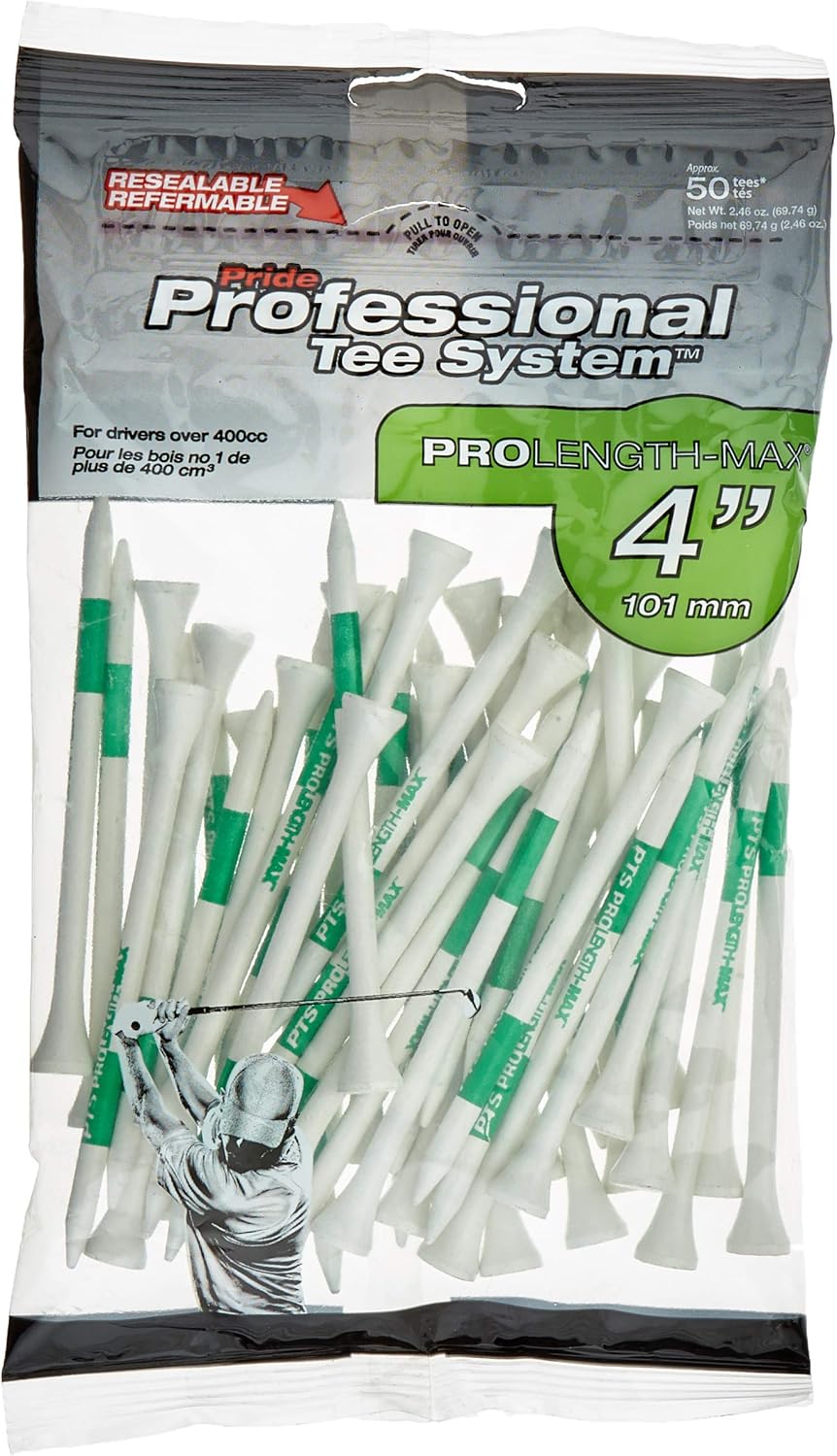 Pride Professional Tee System | ProLength Max Tee - 4-Inch Durable Golf Tee