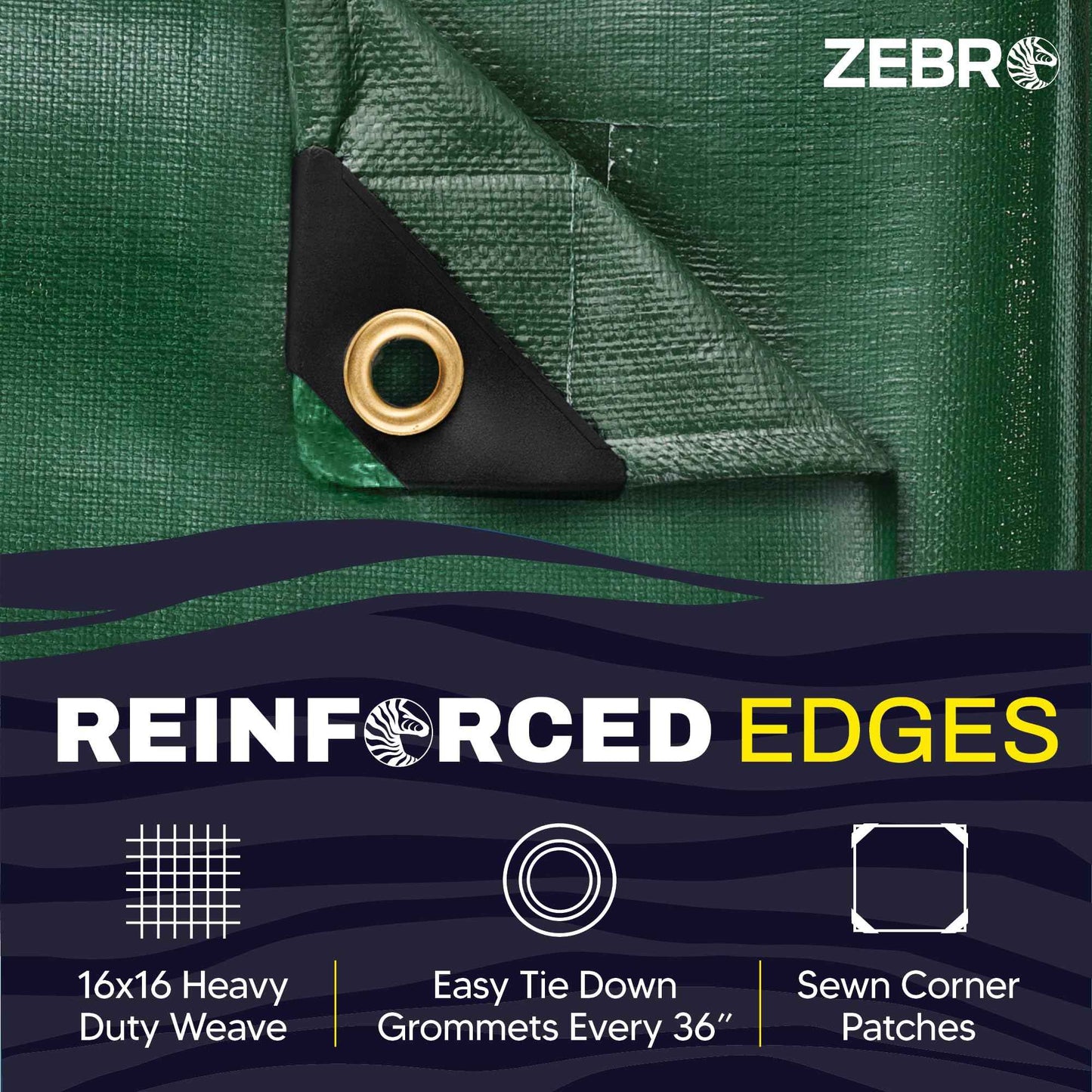 5' x 7' Green Heavy Duty Tarp with Grommets Reinforced - 16 Mil Thick - Double Sided Plastic Tarps Waterproof - Large Tarpaulin Cover for Outdoor Camping Over/Under Tent Tarp RV Roof Rain - Zebro