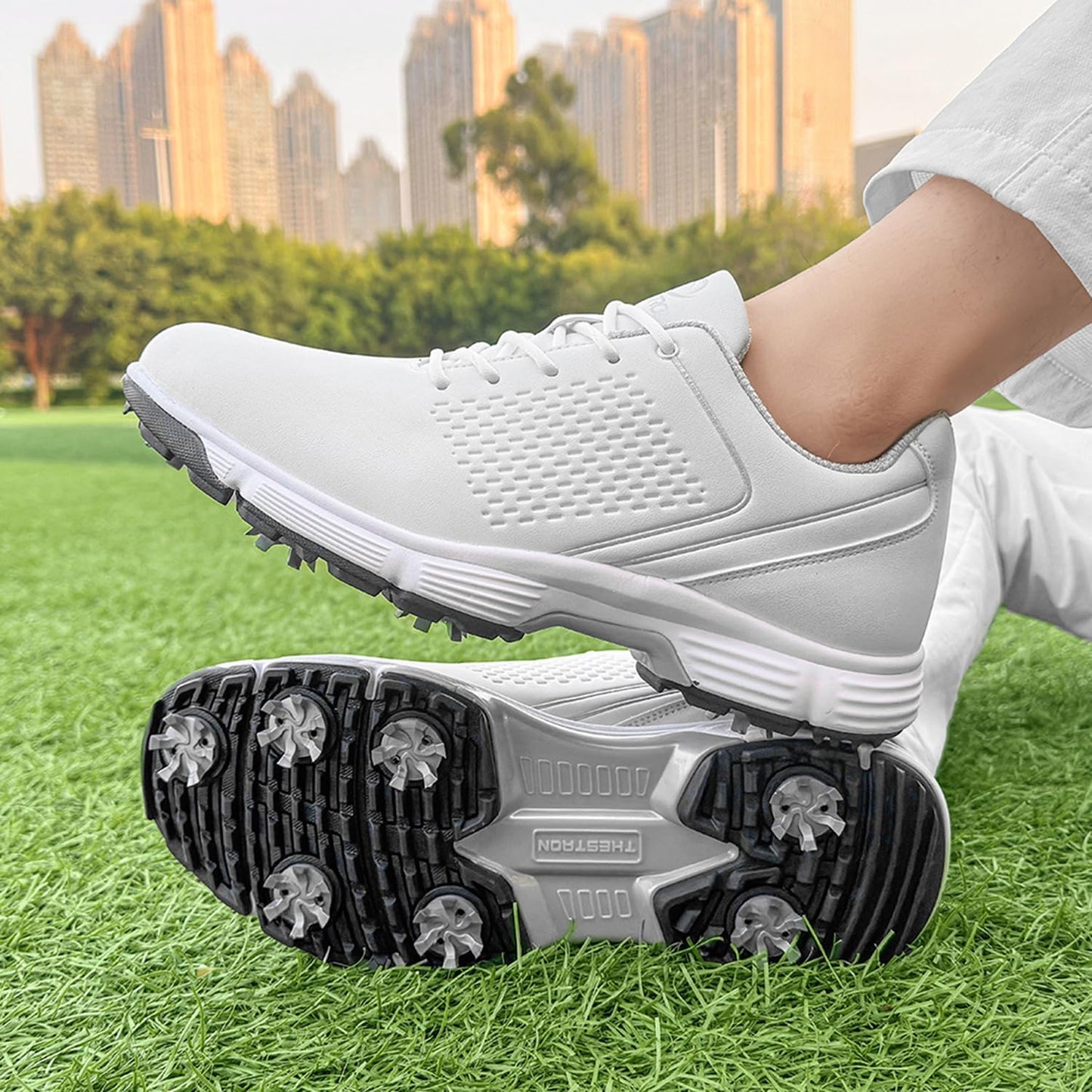 Skiennix Waterproof Golf Shoes - Spiked Sneakers for Men | Durable Outdoor Footwear for Golfers