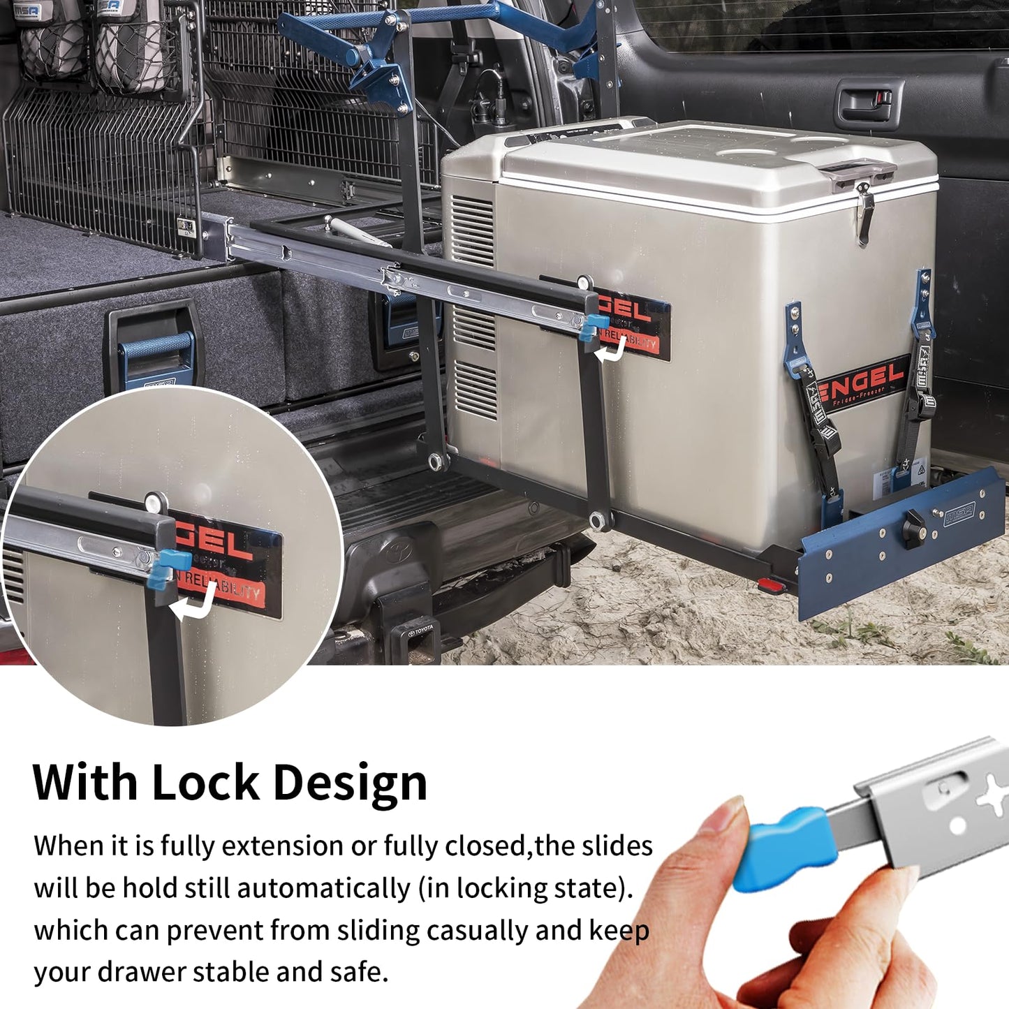 YENUO Heavy Duty Locking Drawer Slides Full Extension Runners with Lock 12 14 16 18 20 22 24 26 28 30 32 34 36 38 40 Inch Side Mount Ball Bearing Rails Track Glides 205 Lbs 1 Pair(W:53mm, 30 Inch)