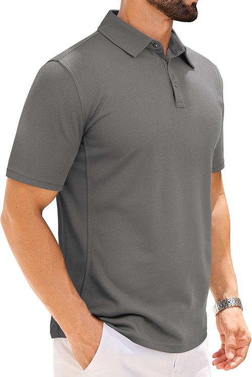 Alimens & Gentle Men's Tactical Polo Shirt - Short Sleeve Dry Fit Golf Top for Outdoor Sports | Stretch Fabric