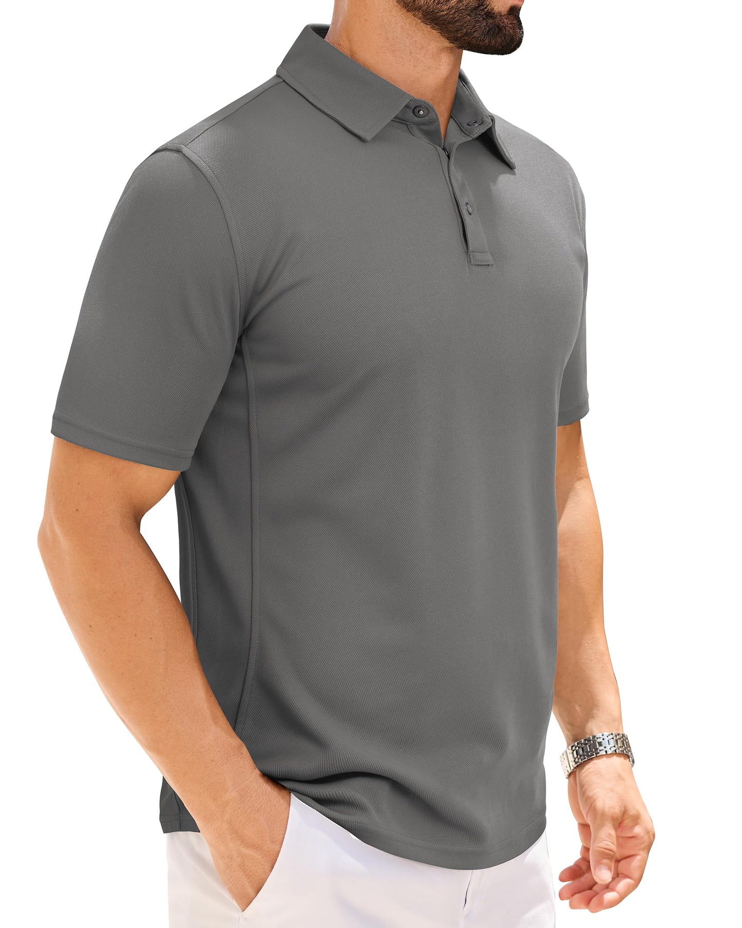 Mens Polo Shirts Tactical Dry Fit Golf Shirt Stretch Casual Tops Tennis