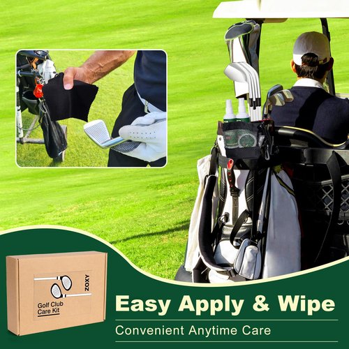 ZOXY Golf Club Cleaning Kit–Clean, Polish, and Restore Irons, Drivers, Putters–Golf Club Polishing Kit with Golf Club Polish, Golf Club Cleaner, Golf Grip Solvent