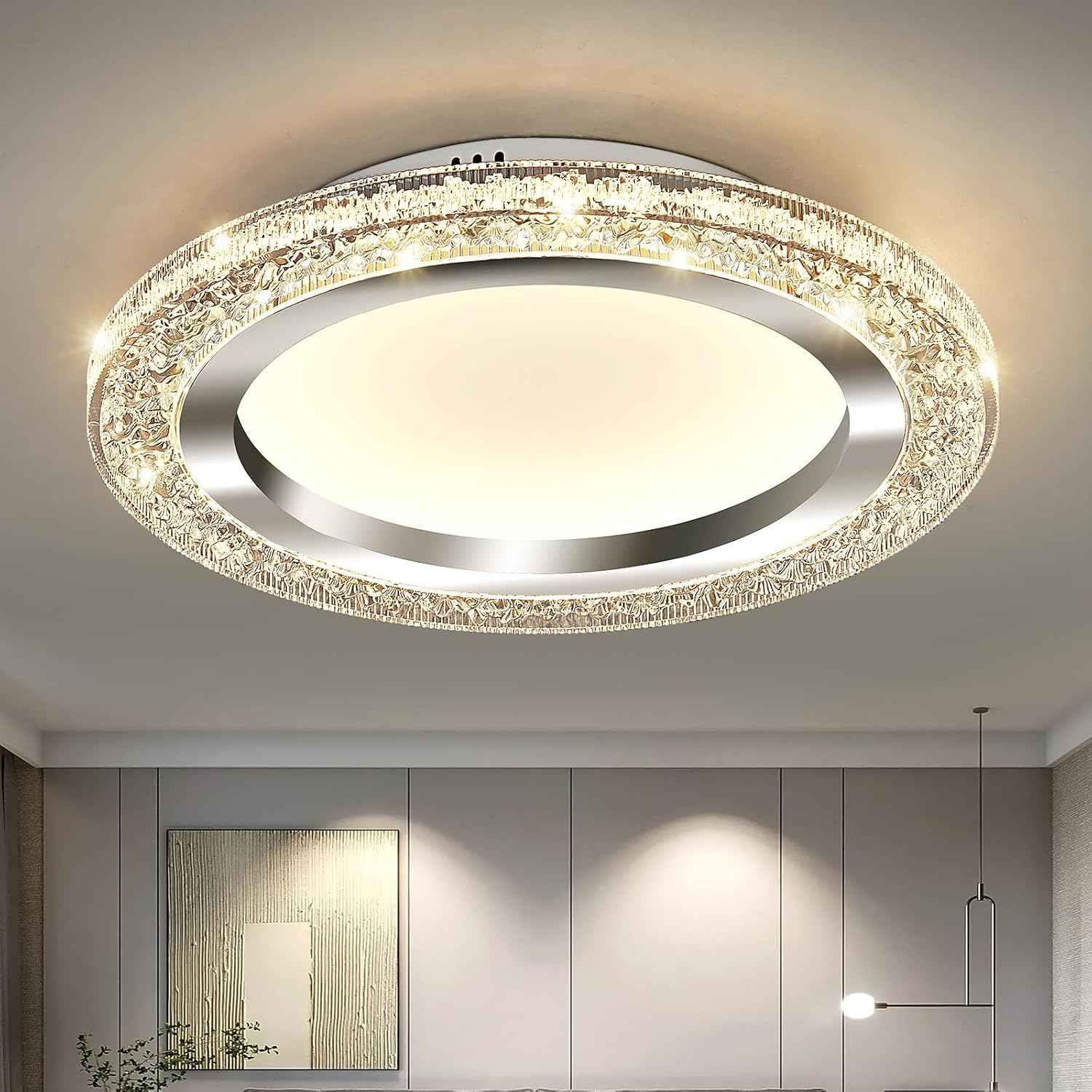 28W Gold LED Flush Mount Ceiling Light - 12" Modern Round Fixture for Bedroom, Kitchen, Bathroom