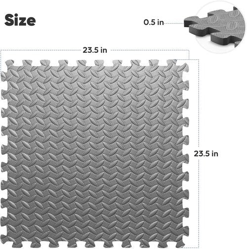 Home Gym Mat - EVA Interlocking Foam Exercise Tiles for Workouts & Play Areas | Grey, 24x24 in, 16 Tiles