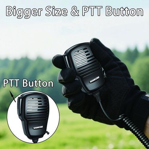SAMCOM IP67 Waterproof Speaker Mic for Two Way Radios,SCSP05 Heavy Duty Handheld Shoulder Mic with 3.5mm Earpiece Jack, 2 Pin K Head for FPCN30A Walkie Talkies