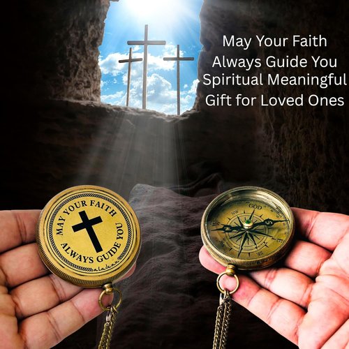 God's Faith Compass - Engraved Christian Hiking Compass Gift for Men & Women | Perfect for Baptism, Communion, Confirmation