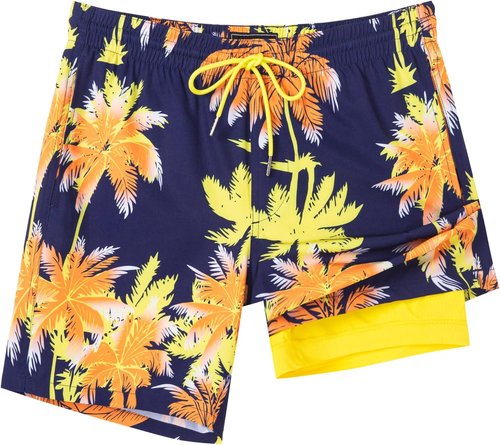 **SURF CUZ Men's Swim Trunks - Quick-Dry 7" Swim Shorts with Compression Liner**