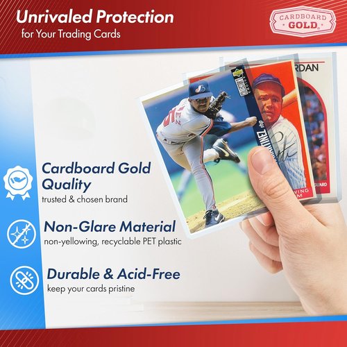 Cardboard Gold - 35pt Trading Card Top Loaders - 200 Count | Premium 3x4 Inch Protectors