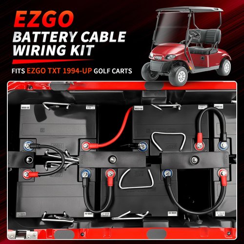 CASISPRO Golf Cart Battery Cables for EZGO TXT 1994-UP 36&48V, 7 PCS 4 Gauge EZGO Battery Cables Wiring Kit, Golf Cart Pure Copper AC/DC Wire Kit