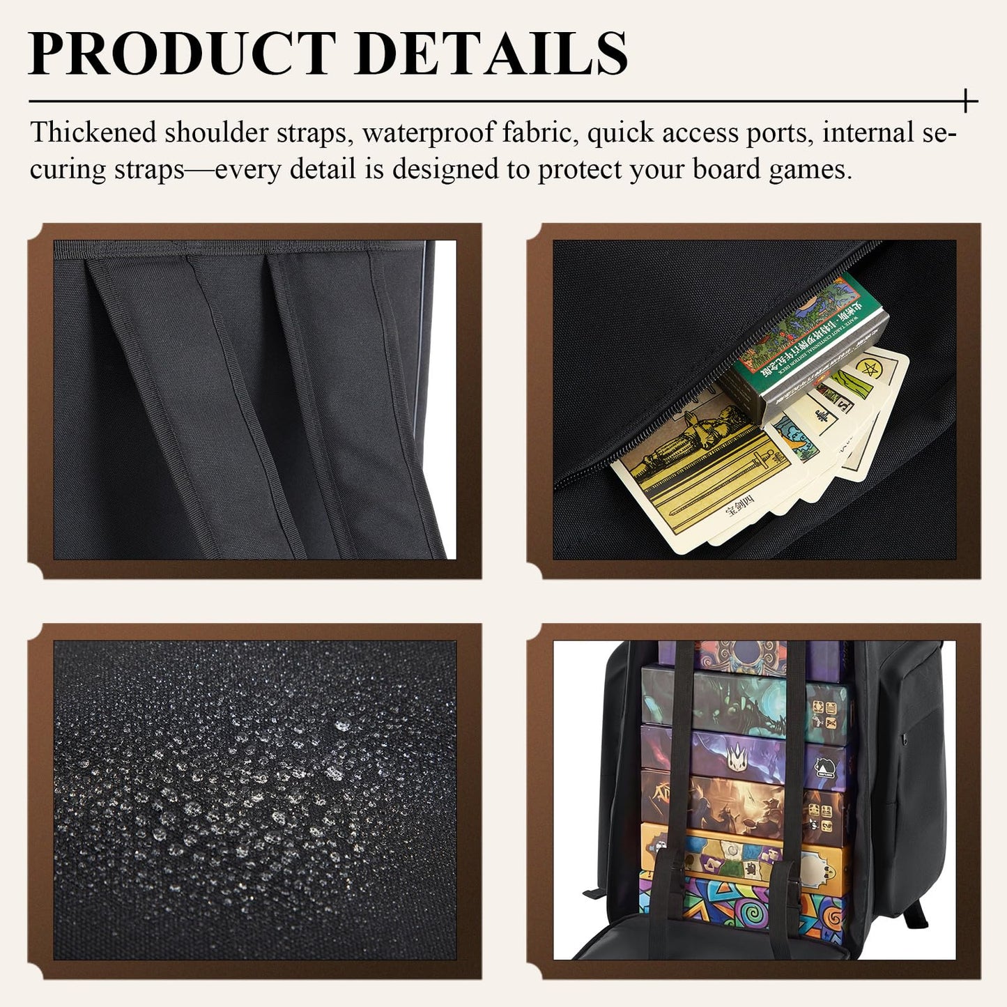 Abbylike 19.7 x 15.7 x 15.7 Inch Large Board Game Bag, Extra Large Board Game Backpack with Reinforced Structure, Padded Shoulder Straps & Multi Pockets for Dice, Cards & Tabletop Storage Travel