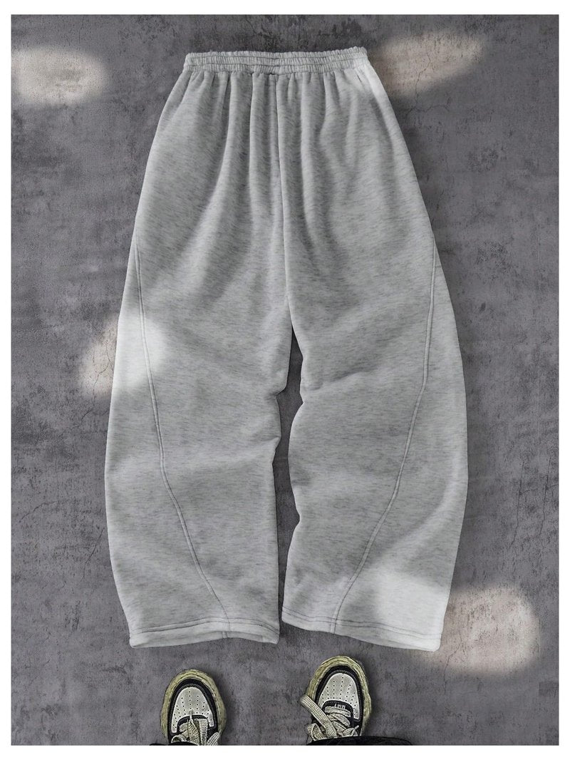 SHENHE Boy's Wide Leg Baggy Fleece Sweatpants Elastic Waist Open Bottom Athletic Sports Pants Grey 13Y
