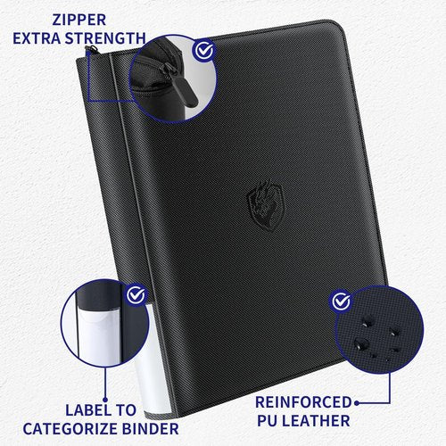 **Card Sleeves & Toploader Binder Combo - Waterproof PU Leather | Holds 324 Toploaders & 120 Card Protectors | Portable Storage Set**