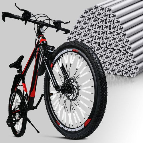 Bike Spoke Reflector, 48Pcs 360° Visibility Bike Spoke Reflectors, Waterproof Bicycle Reflective Clips Warning Spoke Lights Covers- Fit for Mountain and Road Bikes (1.9-2.4mm)