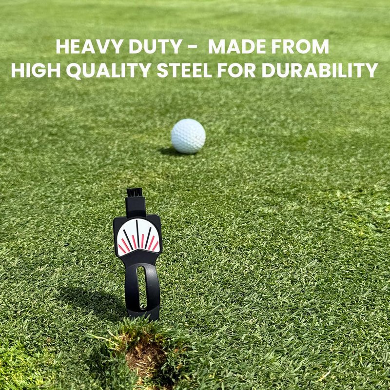 PUR3 Golf Divot Repair Tool and Ball Marker with Putting Aim and Built in Club Cleaning Brush (Metallic Gray) Strong Magnetic Prong | Ball Line Marker | Putting Aid | 4 in 1 Golf Divot Tool