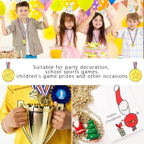 36 Pieces Kids Gold Silver Bronze Award Medals, Childrens Plastic Medals Winner Gold Silver Bronze Award Medals for Kids Gift, Games Competitions, Party Favors and Decorations