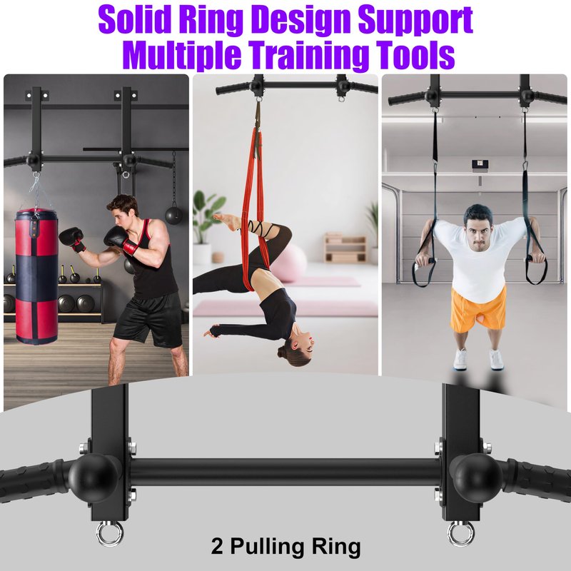 HWOOUSA Joist Mounted Pull Up Bar, 650lbs Heavy Duty Strength Training Pullup Bars, Multi-Grip Chin Up Bar for Home Gym, Garage & Basement Ceiling Beam Installation