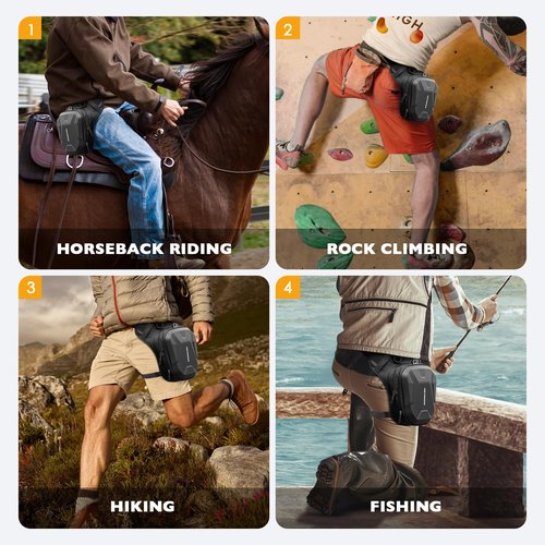 Motorcycle Leg Bag for Men Women, Thigh Bag with Reflective Logo and Removable Leg Straps Can Crossbody Fanny Pack, Motorcycle accessories gear Use for Outdoor Cycling Hiking Camping Fishing