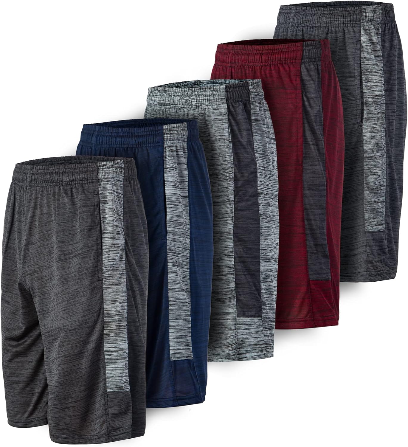 Skiennix Men's Dry-Fit Performance Shorts - 5 Pack of Sweat-Resistant Athletic Wear