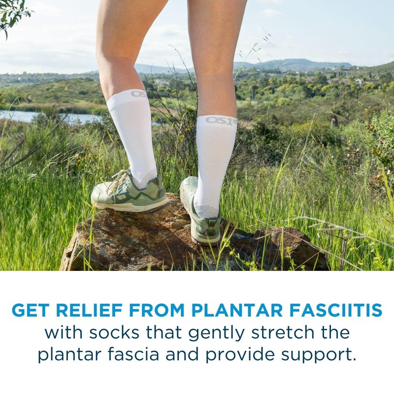 OrthoSleeve Plantar Fasciitis Orthotic Socks helps with plantar fasciitis, heel and arch pain (White, Large)
