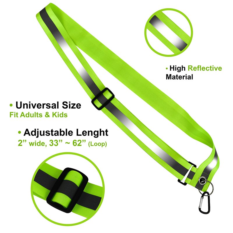 HiVisible Reflective Sash for Walking at Night Adjustable Safety Sash for Men Women Kids Reflective Belt Sash for Running Walking Biking (2 Sashes)