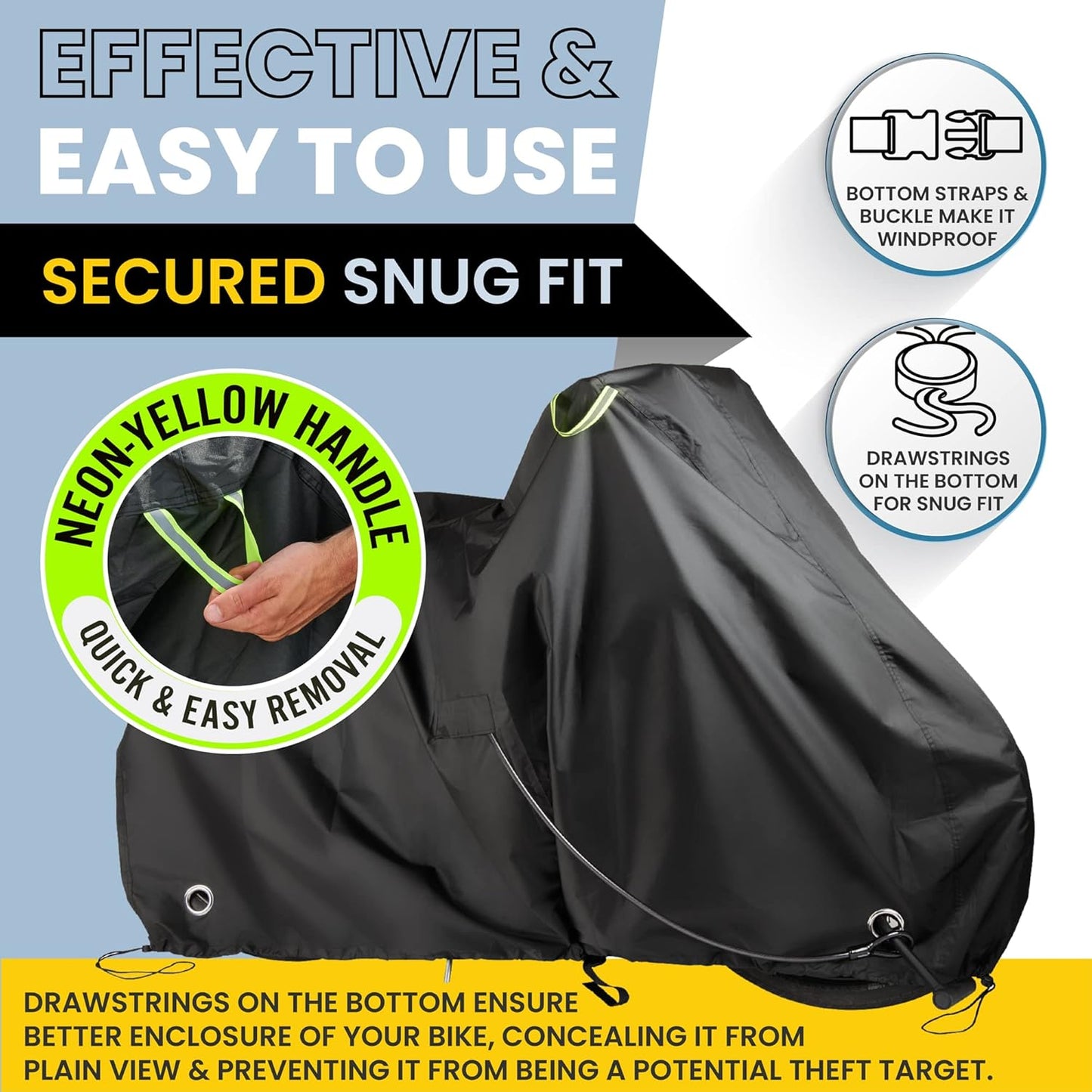 Skiennix Waterproof Bicycle Cover - Heavy Duty Ripstop Fabric for 1 or 2 Bikes | Anti-Theft Lock Holes for Rain & Snow