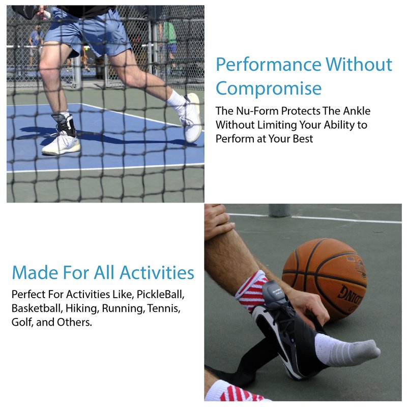 Ovation Medical Nu-Form Ankle Brace - Premium, Low Profile Ankle Stabilizer and Ankle Compression Brace - Breathable Ankle Brace for Sports, Ankle Sprains, Injury Recovery Support, & More (Large)