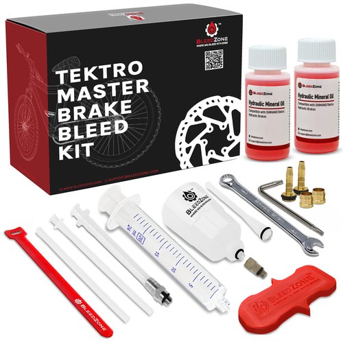 BleedZone Tektro Hydraulic Brake Bleeding Kit with 120ml Mineral Oil, 5.5mm Olive Insert, Tektro Funnel Adapter, Mountain Bike Brake Bleed Kit for Hydraulic Brakes, Bleeding Tool Set for TRP Brakes
