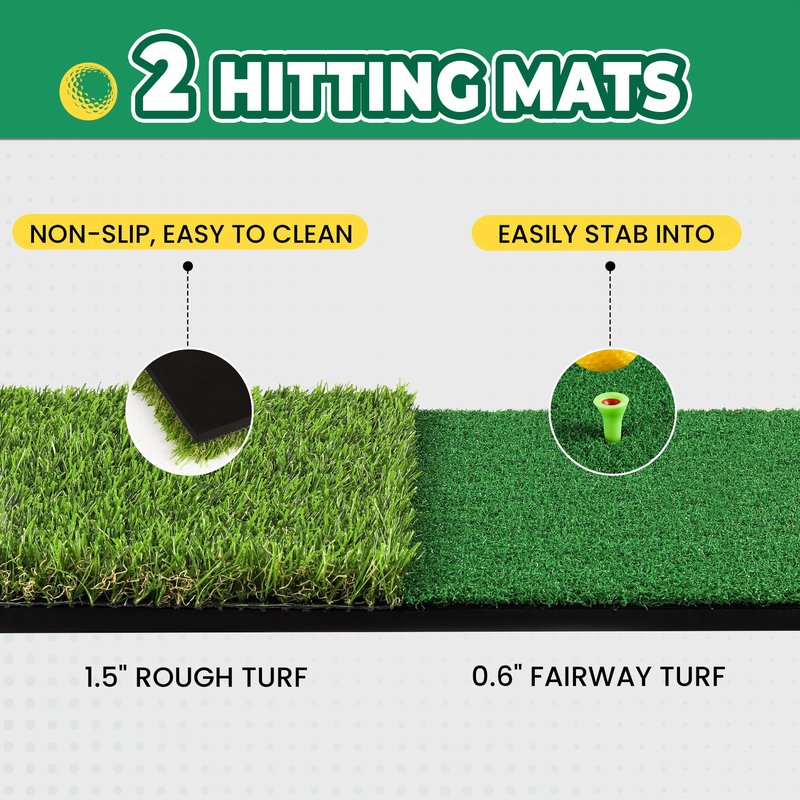 Pop Up Golf Chipping Net, Indoor/Outdoor Golfing Target Net Collapsible Portable Golf Hitting Net with 15 Training Balls and 2 Hitting Mats for Backyard Driving and Swing