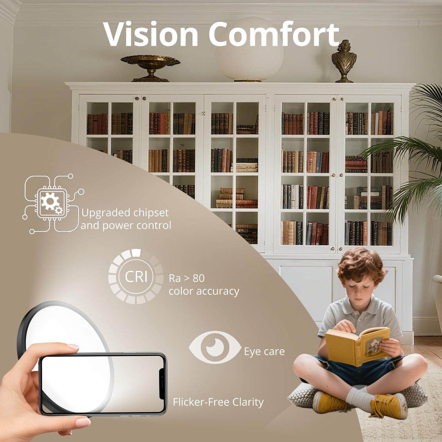 Laiyidia 12 Inch Dimmable Flush Mount Ceiling Light Fixtures, 5CCT (2700K-6500K) Selectable, 24W 2640LM, 50000- Hour Lifespan, Ultra Slim LED Ceiling Light for Bedroom, Black, 8Pack