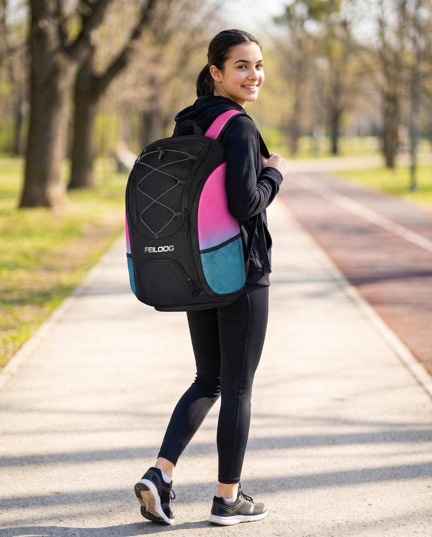 FEILOONG Gym Backpack for Women with Shoe Compartment, 45L Waterproof Sports Travel Backpack with Wet Pocket for Women Men, Durable Bag for Outdoor, Gym & Workout